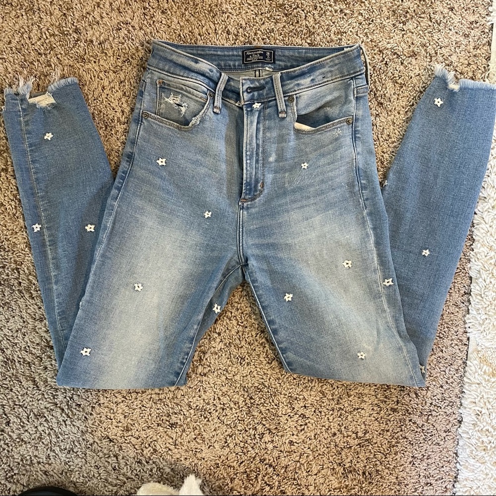 Abercrombie Embroidered High Rise Skinny Jeans Sz 26